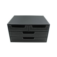 Stackable deep leather desk drawer organizer tray 3 drawer