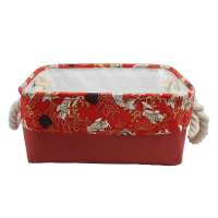 Household Silk fabric  toys storage basket natural cotton canvas tote bag with rope handle