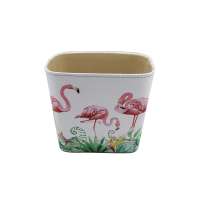 Custom patterned High grade PU leather flamingo gift basket storage basket