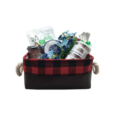 Wholesale small fabric empty gifts canvas organizing fabric storage basket